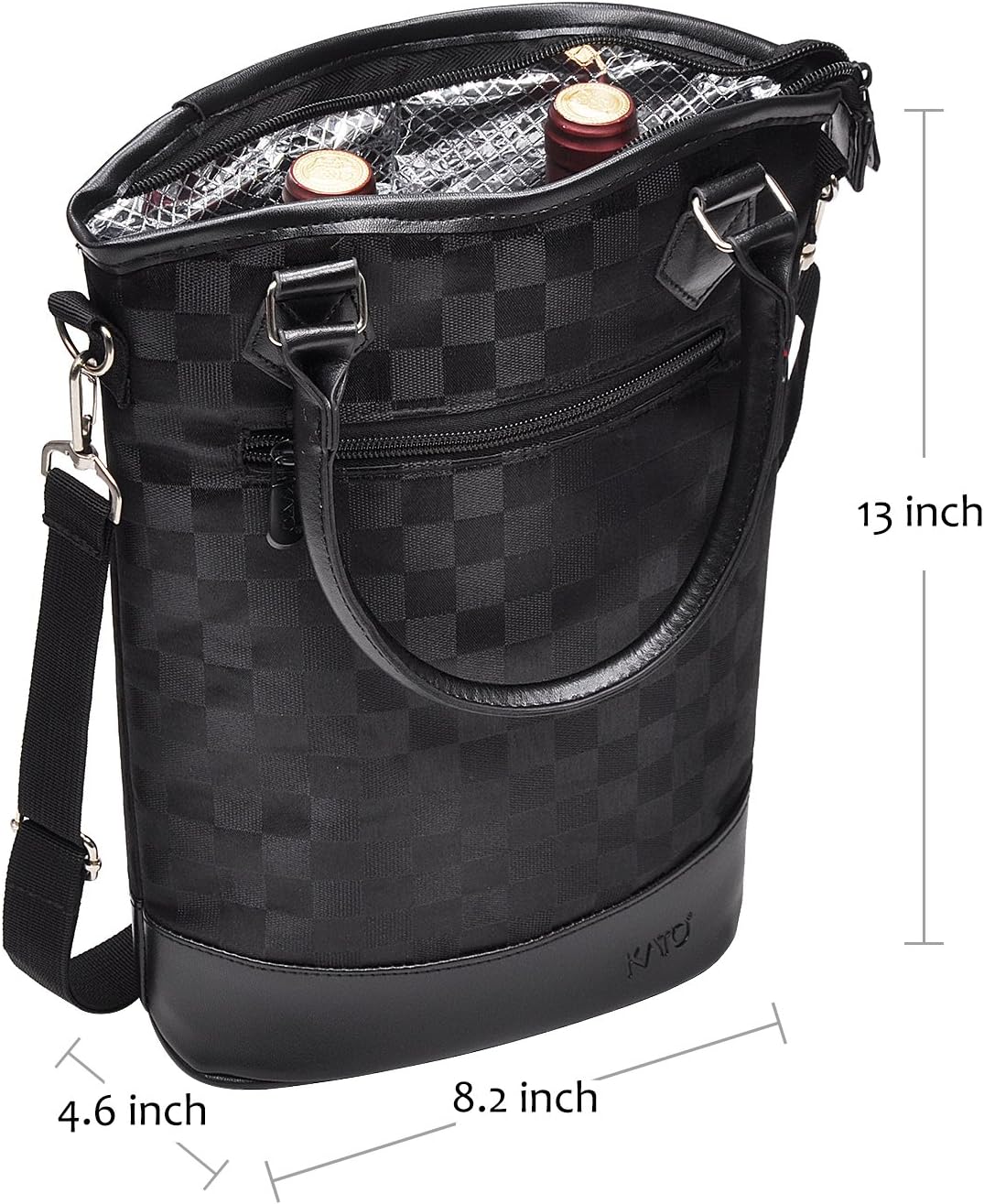 Tirrinia Insulated Wine Gift Carrier Tote - Travel Padded 2 Bottle Wine/Champagne Cooler Bag for Portable Wine Bottle Carrying Case, Women Men Wine Party Bag for Event,BYOB,Beach, Gift for Wine