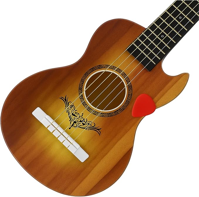 23" Acoustic Guitar, Kids 6 String Toy Guitar - Realistic Steel Strings - Beginner Practice First Musical Instrument for Children, Toddlers (Brown)-BubblyBeeBaby