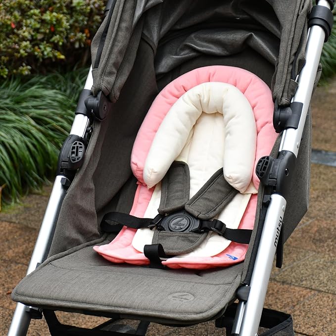 COOLBEBE Upgraded 2-in-1 Babybody Supports for Newborn Infant - Extra Soft Breathable Car Seat Insert Cushion Pad, Perfect for Carseat, Stroller, Swing, Bouncer, Pink-BubblyBeeBaby