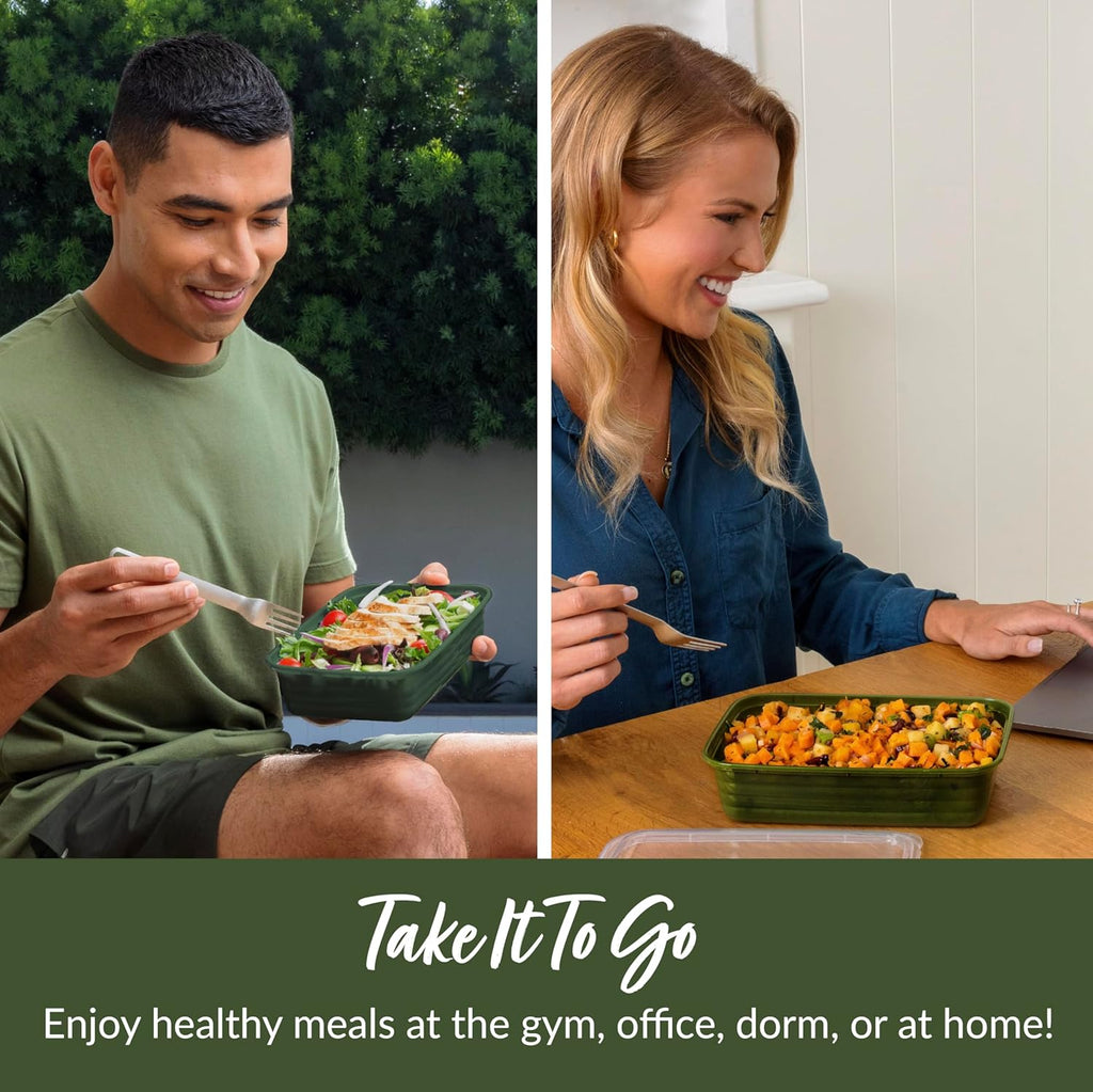 Bentgo 20-Piece Lightweight, Durable, Reusable BPA-Free 1-Compartment Containers - Microwave, Freezer, Dishwasher Safe - Khaki Green