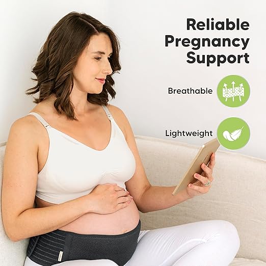 KeaBabies Maternity Belly Bands for Pregnant Women - Soft & Breathable Pregnancy Belly Support Band, Adjustable Maternity Belt for Back, Pelvic Support, Comfortable, Easy to Use (Midnight Black, 2XL)-BubblyBeeBaby