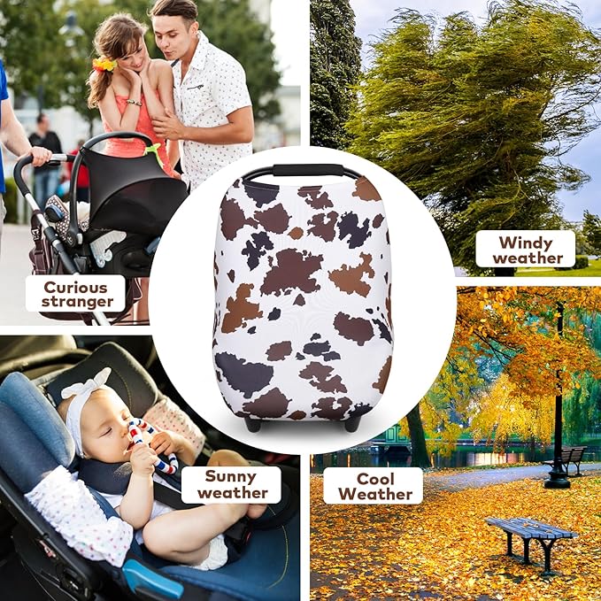 Rquite All-in-1 Car Seat Cover Baby, Carseat Covers for Girl Boy, Stretchy Soft Infant Car Seat Cover, Multi-use Baby Carrier Cover, Car Seat Canopy, Stroller Sun Shade, Nursing Breastfeeding Cover-BubblyBeeBaby
