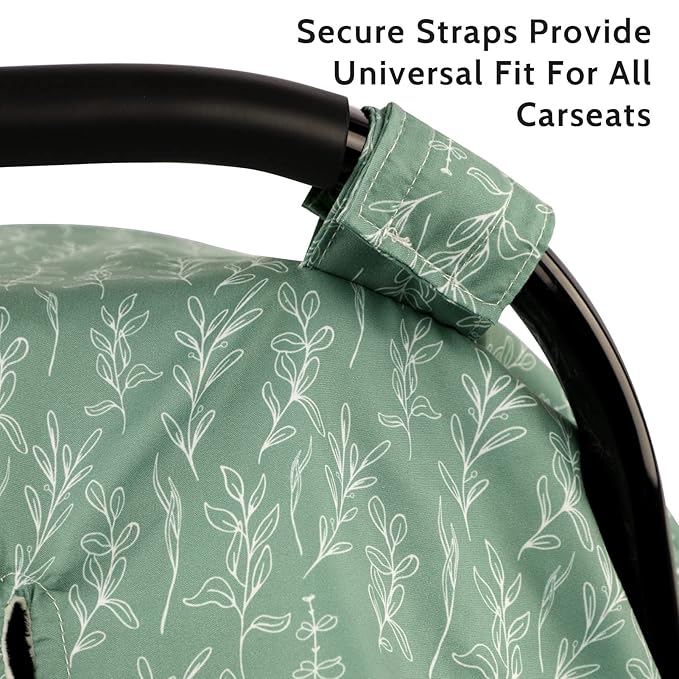 Baby Car Seat Canopy Soft Minky Plush Dotted Backing Baby Car Seat Cover Girls, Infant Carseat Canopy, Stretchy Multi- use Nursing Cover for Stroller/High Chair/Shopping Cart/Car Seat Canopies Sage-BubblyBeeBaby