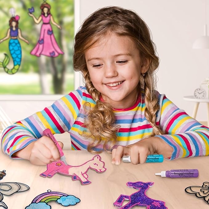 Imagimake Window Art Princess & Unicorn | Suncatcher Kit | Unicorn Toys for Girls Age 5-8 | Craft Kits for Ages 8-12 | Gifts for 5 Year Old Girls | Princess Toys-BubblyBeeBaby