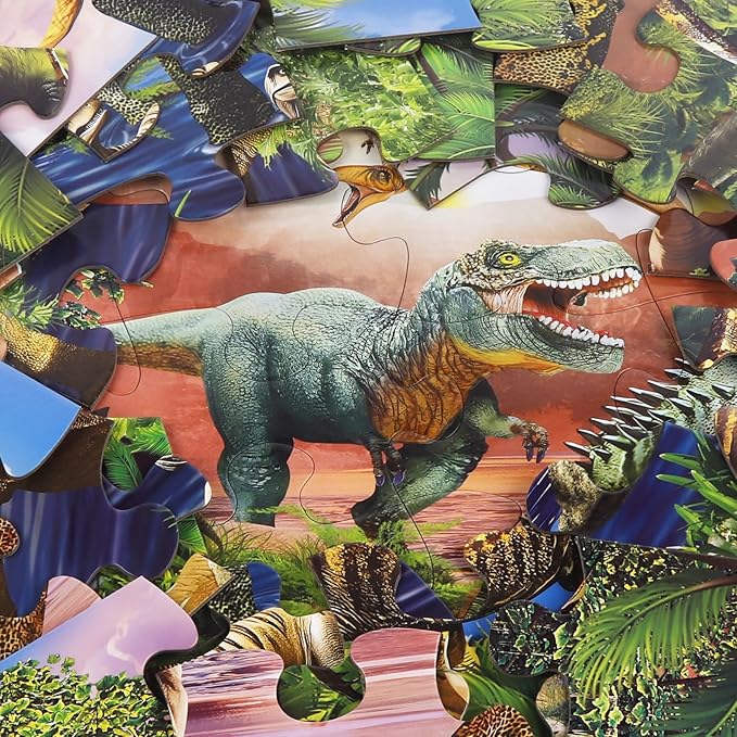 Jumbo Floor Puzzle for Kids,48 Piece Forest Dinosaur Large Jigsaw Puzzles, Fun Educational Preschool Learning Toy for Toddlers Ages 3-5,Gift for Boy Girl Ages 4-8-BubblyBeeBaby