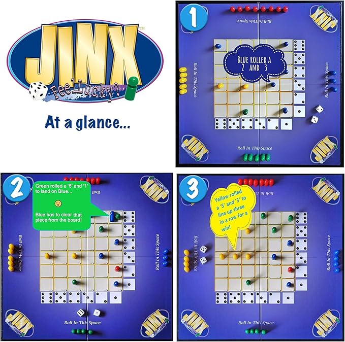 Jinx - Fast and Fun Board Game of Chance Where The Luck of The Roll Determines Your Fate - Game Night Fun for Family & Adults-BubblyBeeBaby