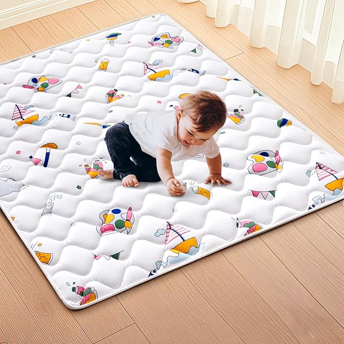 High-Density Foam Baby Play Mat, 36x36 Inches Thicken One-Piece Comfortable and Soft Playmat, Non Slip Machine Washable Floor Mat for Infants, Tapete para Bebes,Toddlers-BubblyBeeBaby