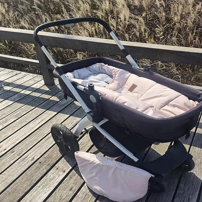 0-5T Length Extension Baby Universal Stroller Footmuff,Waterproof Durable Coral Fleece Stroller Bunting Bag,Stroller Bassinet Winter Blanket Cover Toddler,Pink-BubblyBeeBaby