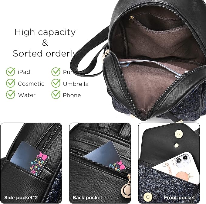 I IHAYNER Girls Bowknot Cute Leather Backpack Mini Backpack Purse for Women-BubblyBeeBaby