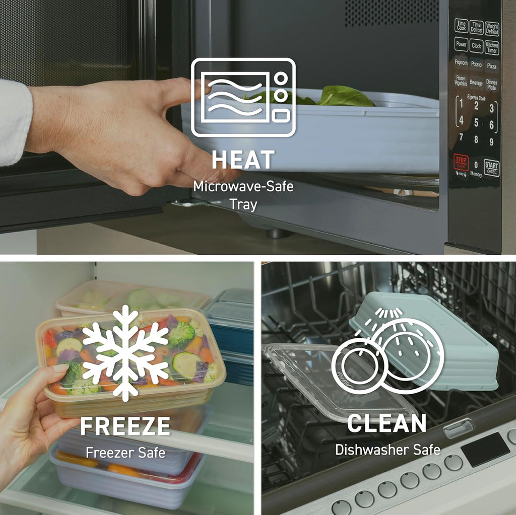 Bentgo 20-Piece Lightweight, Durable, Reusable BPA-Free 1-Compartment Containers - Microwave, Freezer, Dishwasher Safe - Khaki Green