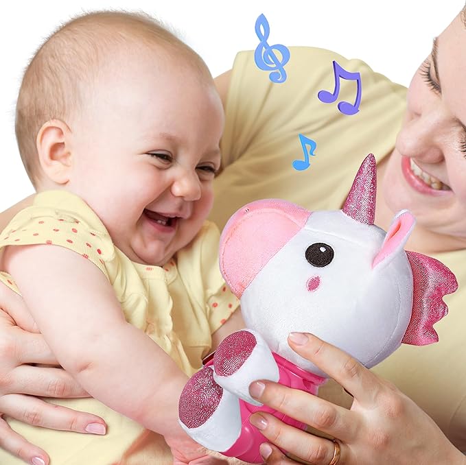 iPlay, iLearn Baby Unicorn Musical Toys, Newborn Girls Gift, Soft Unicorn Plush Stuffed Animal, Infant Light Music Time, 1st Birthday Shower Gift Stuffers for 0 1 2 3 6 9 12 18 Month 1-3 Yrs Toddlers-BubblyBeeBaby