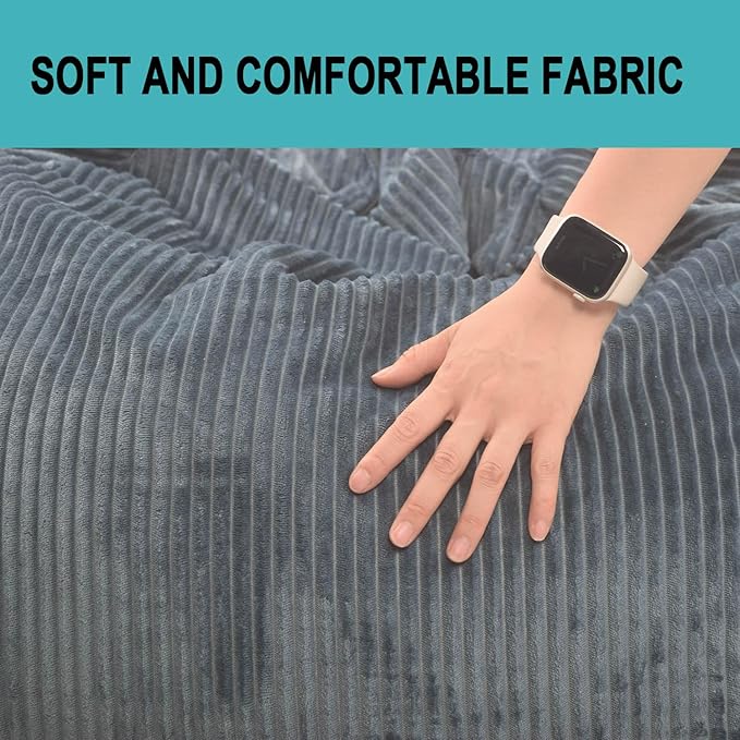 2 Pcs Classic Bean Bag Chair, with Faux Rabbit Fur Cover for Teens and Kids, Memory Foam Bean Bag Chairs, Ultra Soft Faux Fur Fabric, 2.5 feet Round Fluffy Bean Bag Sofa-BubblyBeeBaby