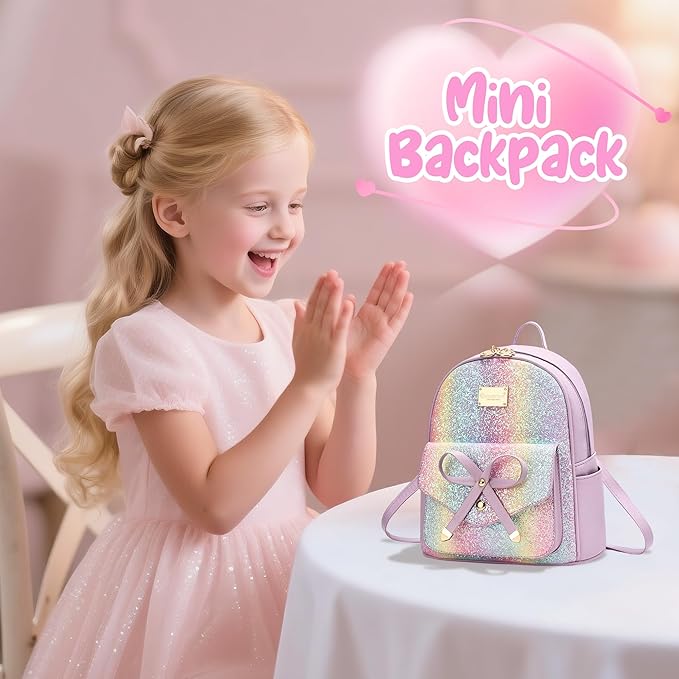 I IHAYNER Girls Bowknot Cute Leather Backpack Mini Backpack Purse for Women-BubblyBeeBaby