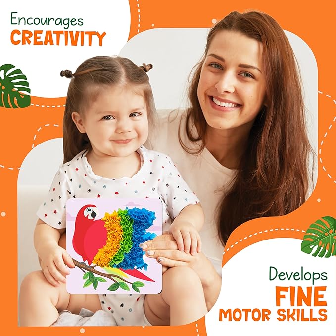 jackinthebox Poke Poke Art – Animals Theme, Mess-Free Fabric Art and Craft, Flower Pressing Kits, Gift for Kids, Girl Gifts, Boy Gift, Toys for Girls and Boys Ages 4 5 6 7 8-BubblyBeeBaby