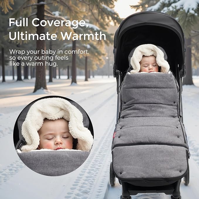 Momcozy Stroller Footmuff | Universal, Weather-Proof, Warm Stroller Bunting Bag | Extendable Winter Cover | Adjustable Buckle-BubblyBeeBaby