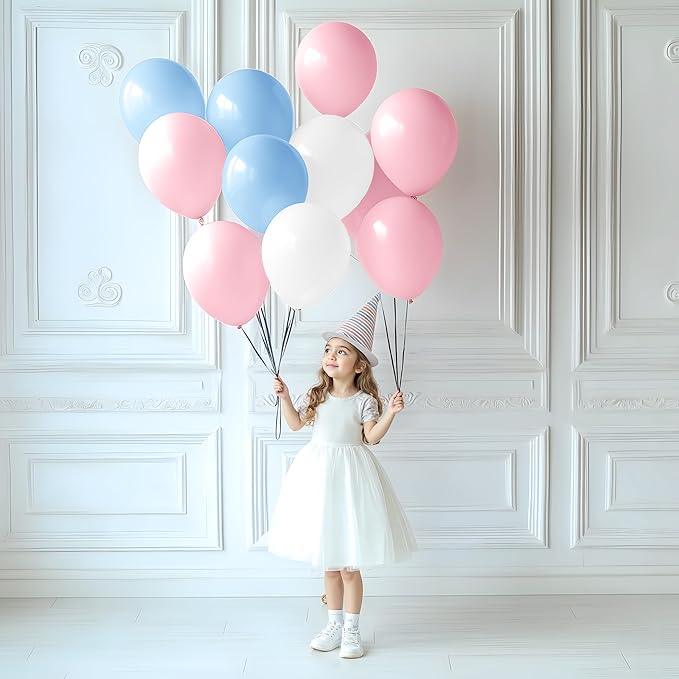 JOYIN 150 Pcs Pastel Pink Balloons, Different Sizes 18 12 10 5 Inch Pastel Pink Latex Balloon Arch Kit with Instruction for Birthday Decoration Party Graduation Wedding Holiday-BubblyBeeBaby