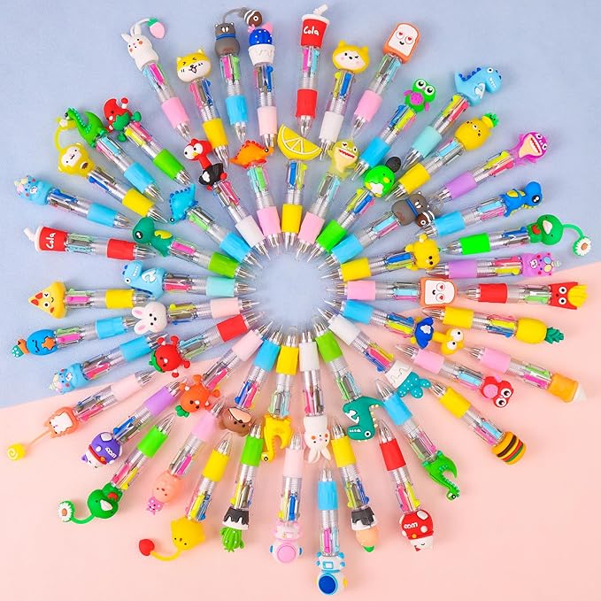 200Pcs Mini Multicolor Pens in One 4-in-1 Cute Pens Bulk for Kids, Ballpoint Pen for Birthdays and Children's Parties, Fun Gifts Assorted Ink Kawaii Pen-BubblyBeeBaby