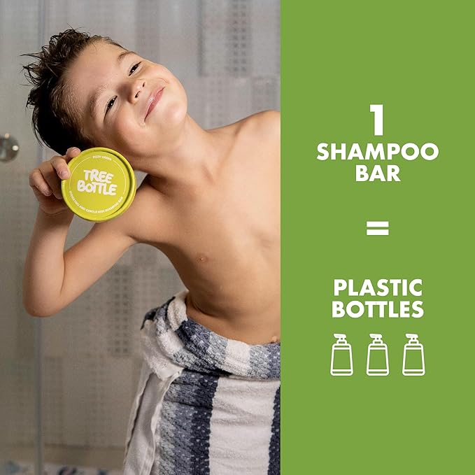 Tree Bottle Hydrolyzed Oat Protein + Aloe Vera Shampoo Bar for Kids – Gentle & Nourishing for Sensitive Scalps - Natural, Tear-Free, Sulfate & Paraben-Free - Made in USA - 4.5oz-BubblyBeeBaby