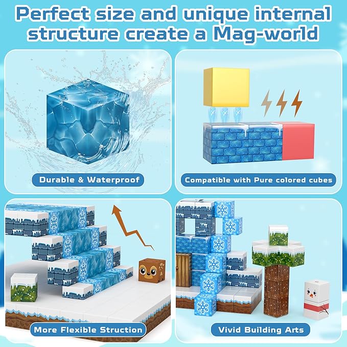 100PCS Magnetic Blocks, Magnet Building Blocks for Kids Age 4-8, Magnetic Cubes Sets for Frozen Princess Castle Build, Magnet Cubes Tiles Toys for Girls Age 3+ Years Old Birthday Gift-BubblyBeeBaby