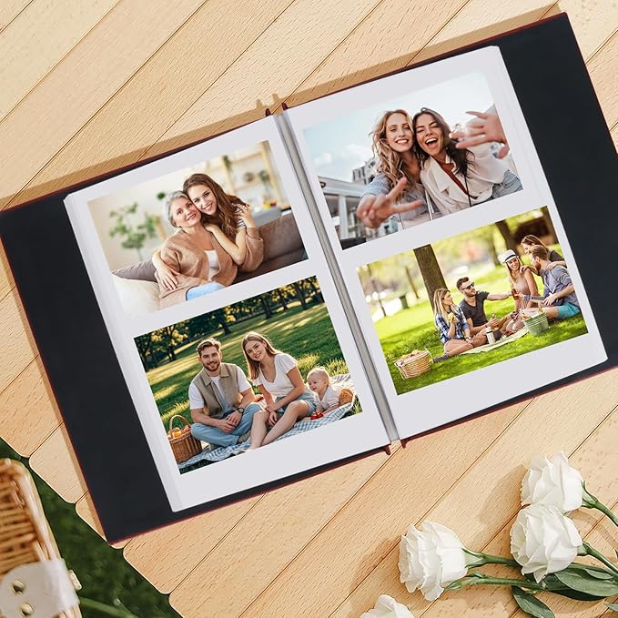 Inspirational Leather Photo Album,Magnetic Self-Stick Page Photo Album,Family Album,Hand Made DIY Albums Holds 3x5, 4x6, 5x7, 6x8 Photos (brown-always remember)-BubblyBeeBaby