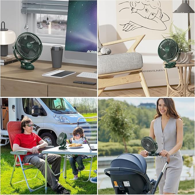 12000mAh Clip on Fan 30H Longest Runtime, 8in Portable Fan Rechargeable, Ultra Quiet with Heavy-Duty Clamp, USB Desk Fans for Golf Cart,Office Desk, Treadmill, Camping, Bedroom-BubblyBeeBaby