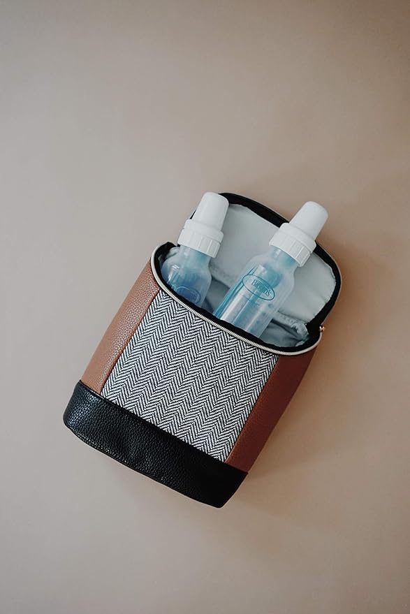 Itzy Ritzy Insulated Bottle Bag – Keeps Bottles Warm or Cool - Holds 3 Bottles & Features Interior Pocket For Ice Pack (Not Included), Coffee and Cream-BubblyBeeBaby