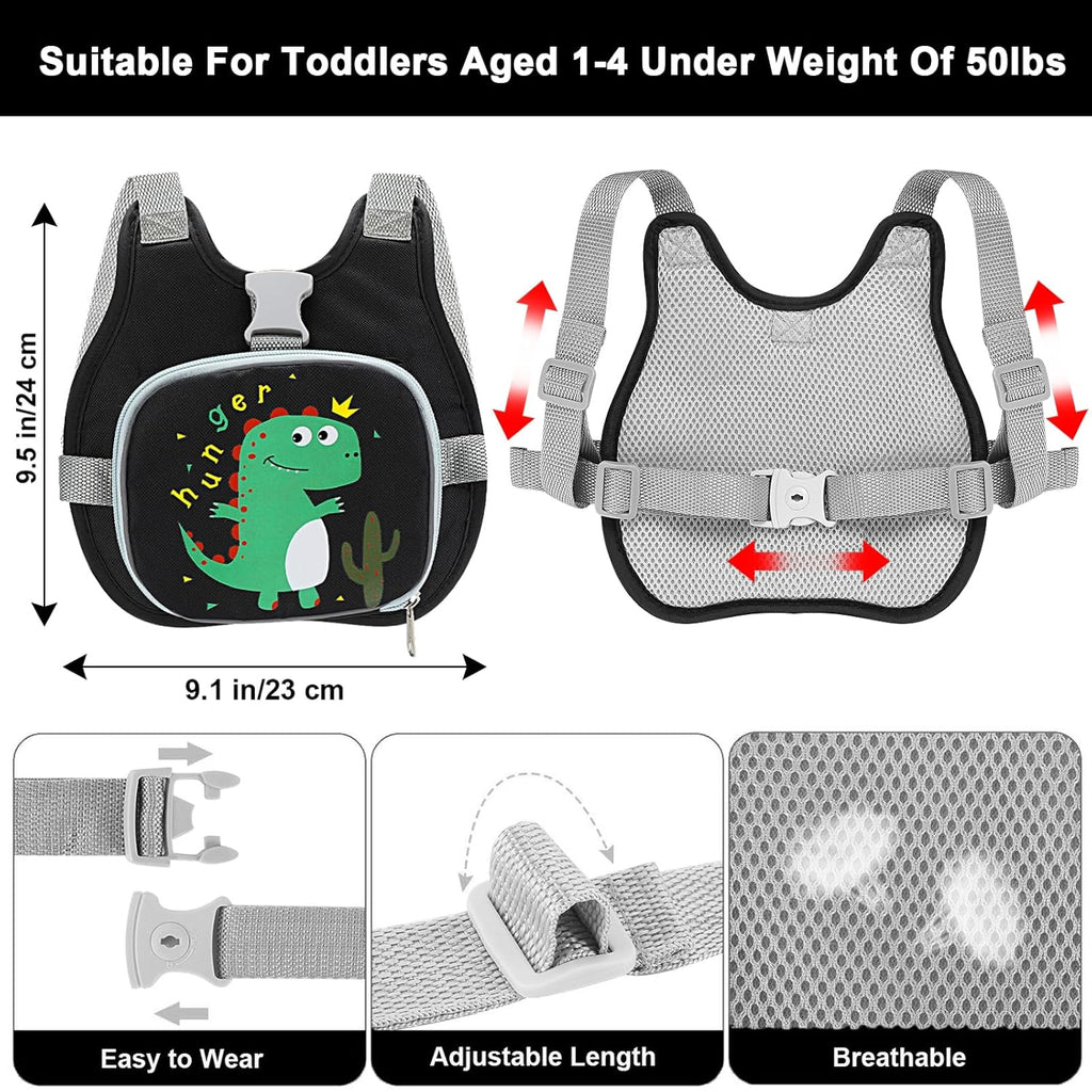 Accmor Toddler Harness Leash+ Anti Lost Wrist Link, Cute Dinosaur Kids Harness with Leash, Collapsible Child Leash Baby Walking Wristband Assistant Strap Belt for Boys