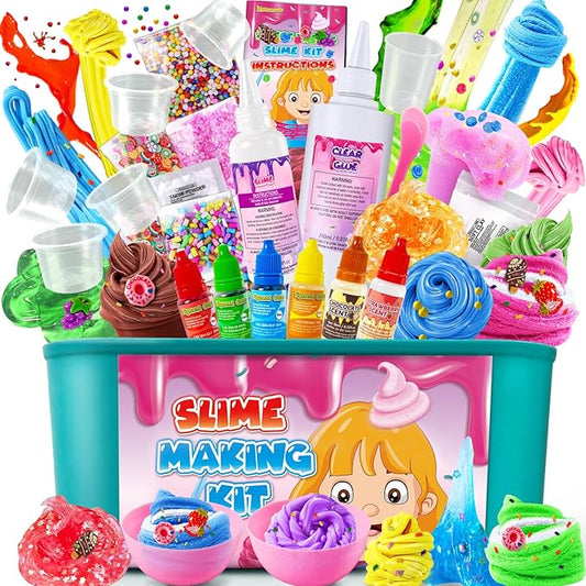 Ice Cream DIY Slime Kit for Girls, Glimmer Crunchy, Confetti Slime Making Kit for Girls, Butter, Foam, Cloud Slime with Add-ins, Foam Balls, Charms, Party Favors Gift Toys for Kids 6-12-BubblyBeeBaby