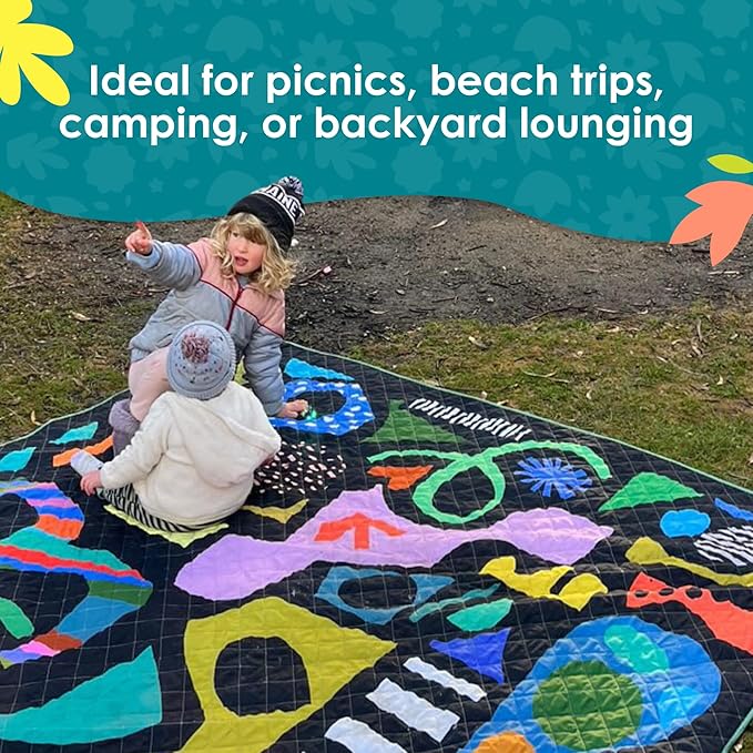 Jumbo Picnic Rug, Large Picnic Mat, 6'7" x 6'7", Outdoor Waterproof Picnic Blanket Beach Mat, Foldable & Waterproof, Picnic Blankets Ideal for Beach & Park, Outdoor Blanket, Rock Candy-BubblyBeeBaby