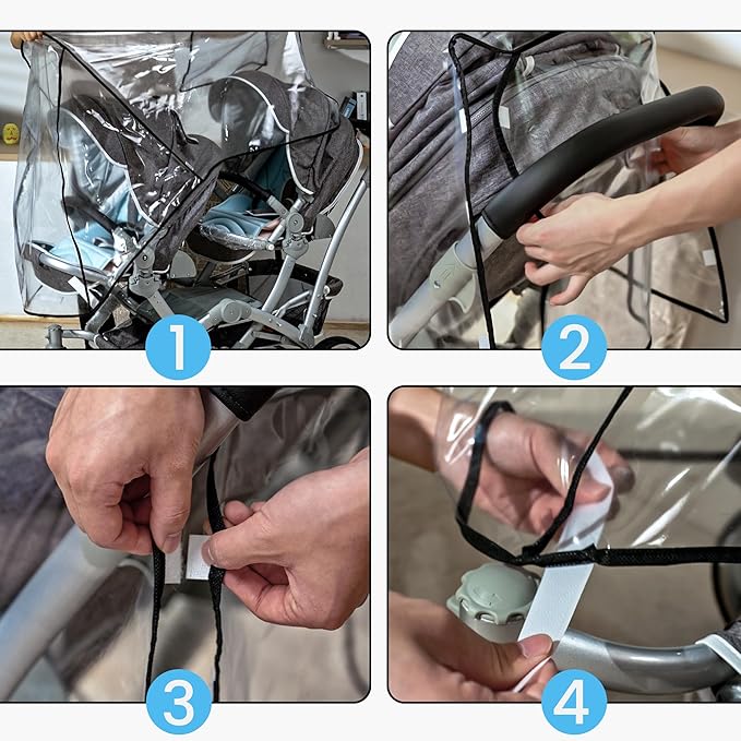 bemece Double Stroller Rain Cover, Weather Shield Double Stroller for Front and Rear Seats Twin Stroller, Baby Outdoor Activities Accessories, Protects Children from Rain, Snow, Wind-BubblyBeeBaby