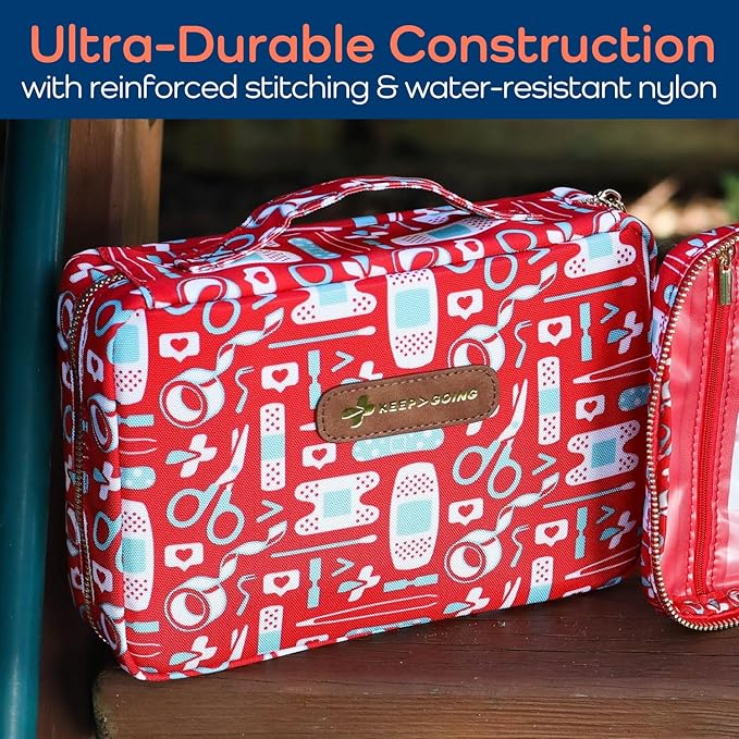 KeepGoing Large Home First Aid Kit for Kids – 270 Pc. for Car, Home, Dorm, & Boat with Latex-Free Bandages – 10 x 7 x 3.5 in. Travel First Aid Kit (The Classic)-BubblyBeeBaby