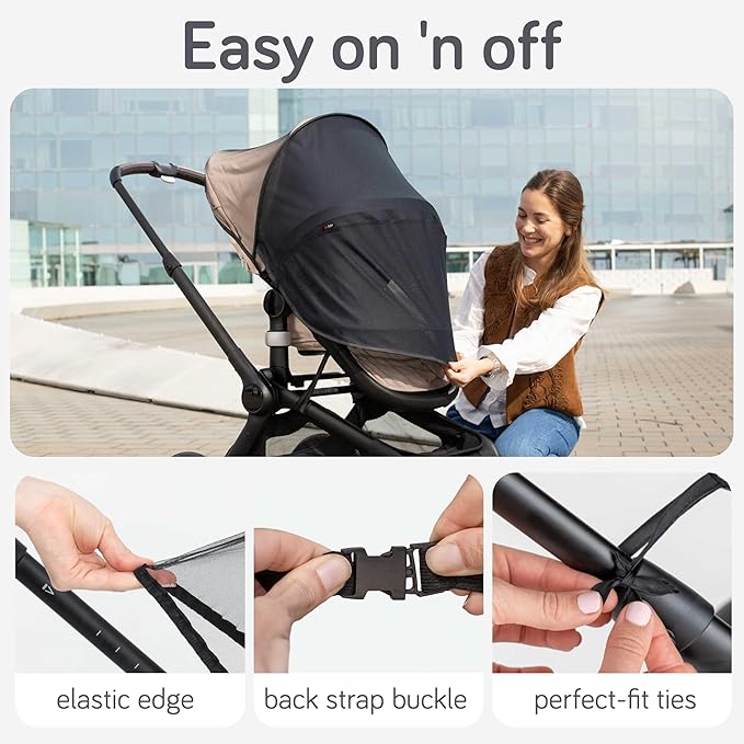 Baby Uma 2-in-1 Mosquito Net for Stroller & Stroller Sun Shade - UPF 50+ Baby Sun Protection, Breathable Blackout Mesh Baby Mosquito Net (+ Travel Bag)-BubblyBeeBaby