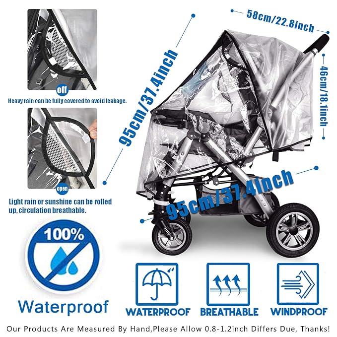 Stroller Rain Cover,Universal Stroller Accessory,Waterproof, Windproof Protection,Protect from Dust Snow,Baby Travel Weather Shield-BubblyBeeBaby