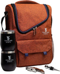Insulated Wine Carrier | 2-3 Bottle Travel Bag With Stainless Steel Tumblers | Cooler Tote for Travel - Great Gift for Wine Lovers and Enthusiasts
