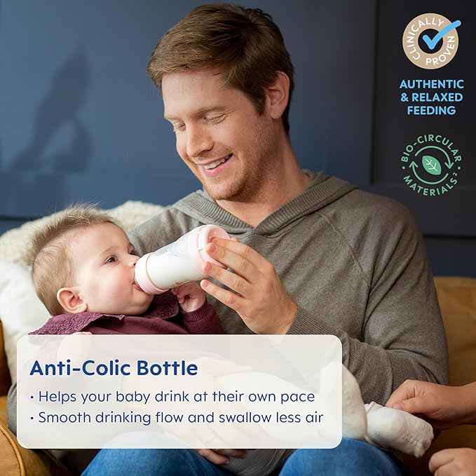 MAM 9oz Easy Start Anti-Colic Baby Bottles, Medium Flow, Breastfeeding-Like Silicone Nipple, Reduces Colic, Gas, & Reflux, Easy-to-Clean, BPA-Free, Baby Bottles for Newborns, 2+ Months-BubblyBeeBaby