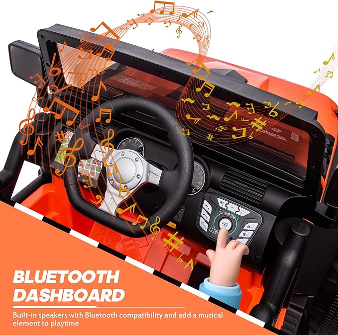 24V 9Ah Ride on Toy for Big Kids, 4WD 2 Seater Ride on Car Truck with Remote Control, 4x200W Motor - Orange-BubblyBeeBaby