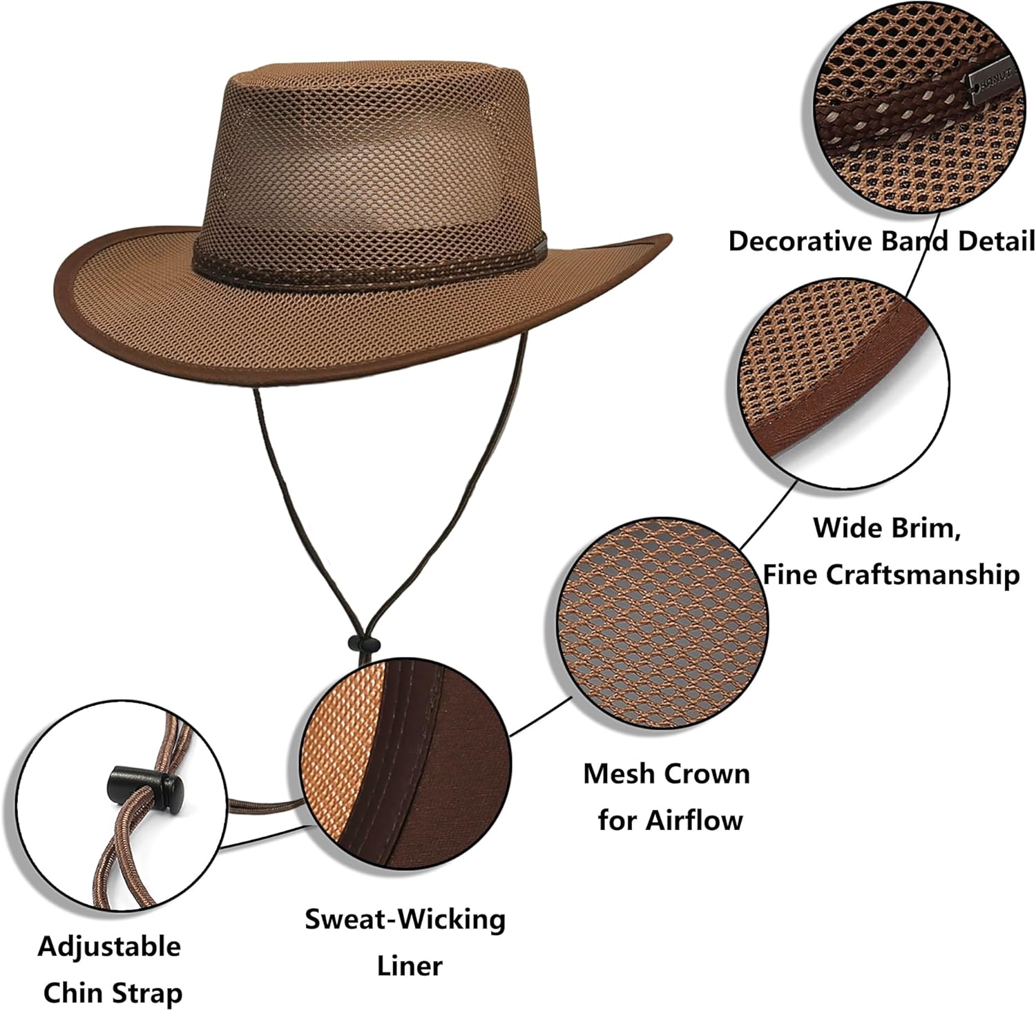 Elias Mesh Breezer Hat for Men & Women - Lightweight Breathable Sun Protection with Wide Brim