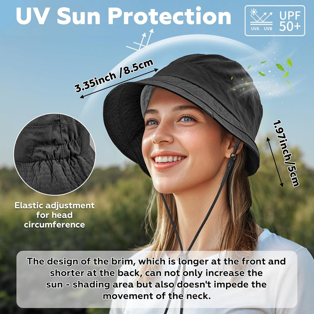 Sukeen Lightweight Bucket Hat for Women Quick-Dry Hiking Hat Packable Foldable UV Sun Hat for Outdoor Activities