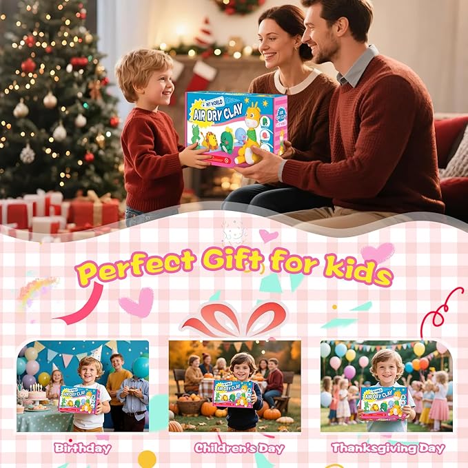 ifergoo Air Dry Clay for Kids - Animal Modeling Clay Kit, 6 Animal Designs with Sculpting Tools & Tutorials, Ultra Light & Soft, Arts & Crafts DIY Creative Toys, Gifts for Age 3-12 Girls & Boys-BubblyBeeBaby