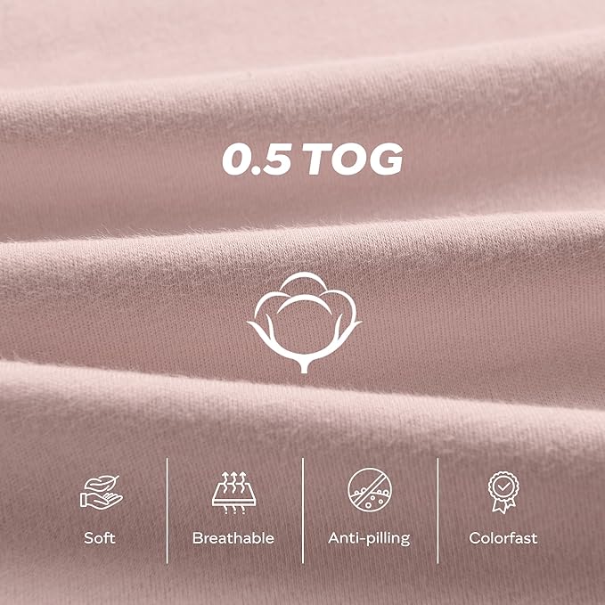 JELLYMONI Baby Sleep Sack 6-12 Months 0.5 Tog Wearable Blanket for Baby, 100% Cotton 3 Pack Infant Toddler Sleeping Sack Lightweight Soft 2-Way Zipper Sleepsack-BubblyBeeBaby