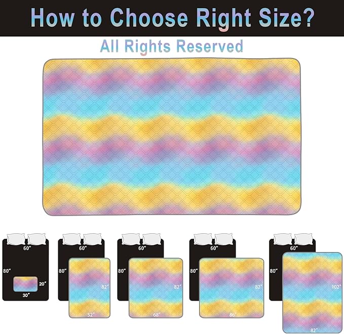 100% Waterproof Dog Bed Cover 30x70 inch Reversible Changing Pad Reusable Camping Mat for Kids/Pet/Dog/Cat Washable Geometric Embroidery Blanket Patchwork Rainbow Ombre Printed+Gray-BubblyBeeBaby