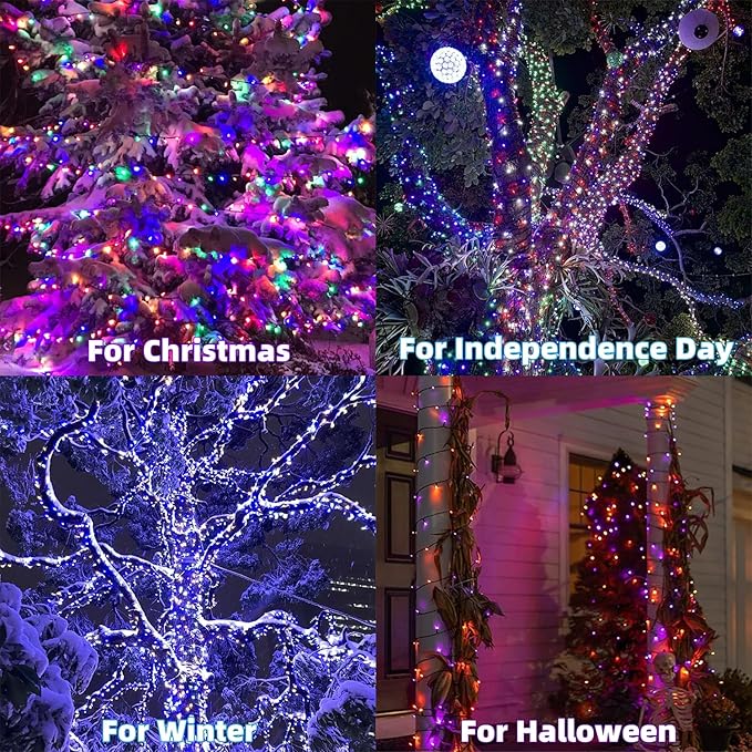 HOME LIGHTING 66ft Christmas Decorative Mini Lights, 200 LED RGB Changing 8 Functional Green Wire Fairy Halloween Lights with Remote Timer, Plug in Indoor Outdoor Xmas Wedding Party Decor-BubblyBeeBaby