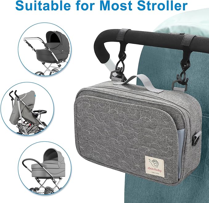 Accmor Stroller Organizer, Universal Stroller Organizer with Insulated Cup Holder Pocket, Dual Purpose Large Capacity Stroller Bag Caddy, Stroller Accessories Fits for Uppababy, Doona, Nuna Strollers-BubblyBeeBaby