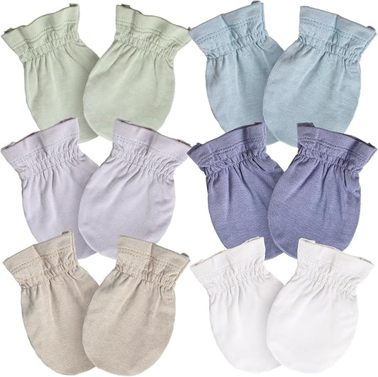 SuperSoft Baby Mittens, Bamboo Viscose Infant Newborn Mittens for Girls Boys No Scratch Gloves 6 Pack-BubblyBeeBaby