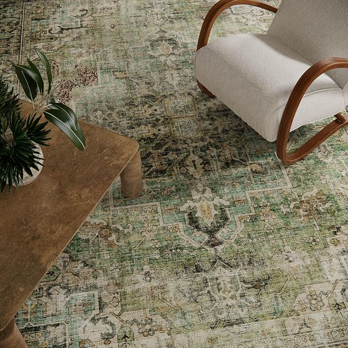 10x14 Area Rugs for Living Room: Washable Bedroom Rug Boho Vintage Rugs Stain Resistant Non Slip Low Pile Soft Lightweight Carpet for Kitchen Dining Room Farmhouse Nursery Kids Room-BubblyBeeBaby