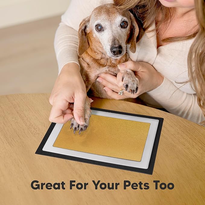 1-Pack Inkless Baby Hand and Footprint Kit - Mess Free Ink Pad for Newborn Keepsake, Dog Nose & Paw Print Kit, Clean Touch Ink Pad for Baby Hand & Footprints, Ideal New Mom Gifts (Gold, Jumbo)-BubblyBeeBaby