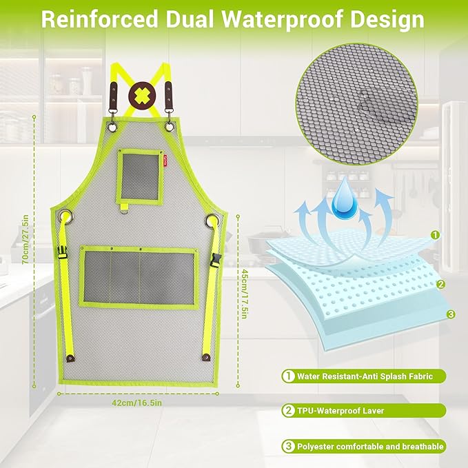 Kids Art Aprons for Painting, Gardening, Cooking, Multiple Pockets, Kids Smock for Boys & Girls, Waterproof (Age6-12)-BubblyBeeBaby