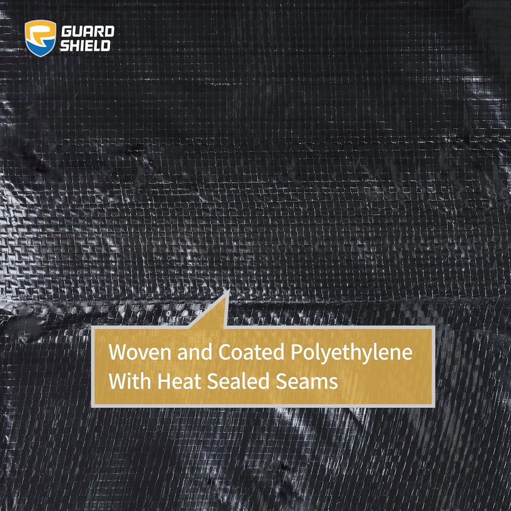 GUARD SHIELD Black Tarp 6x8 Feet Waterproof Tarps Lightweight Camping Tarp Outdoor Multi Purpose Poly Cover 6mil