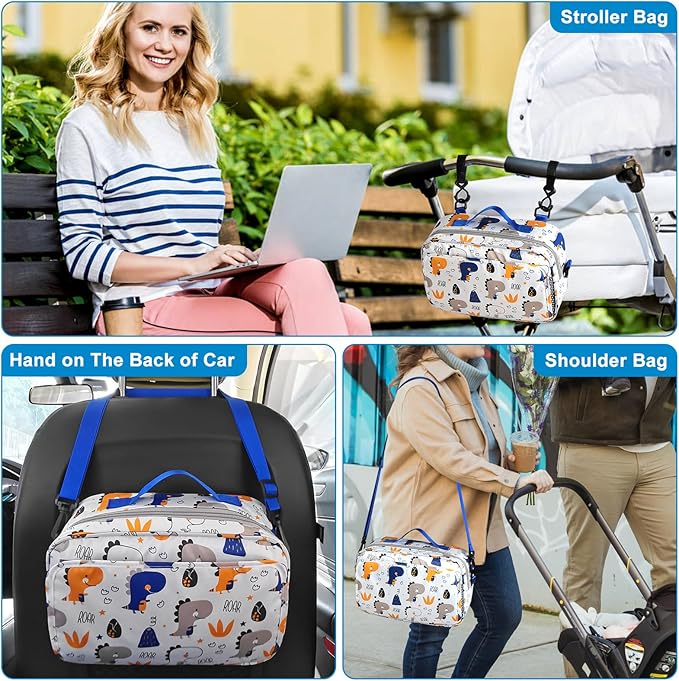 Accmor Stroller Organizer, Universal Stroller Organizer with Insulated Cup Holder Pocket, Dual Purpose Large Capacity Stroller Bag Caddy, Stroller Accessories Fits for Uppababy, Doona, Nuna Strollers-BubblyBeeBaby