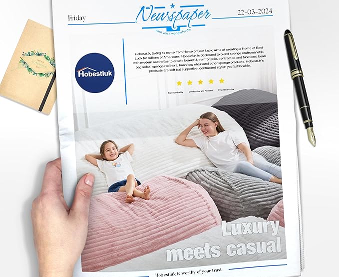 Hobestluk 6FT Bean Bag Chairs Adult Bean Bag with Portable Handle Comfy Large Bean Bag Lounge Chair with Removable Cover for Living Room Bedroom (Stripe Grey, 6FT)-BubblyBeeBaby